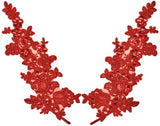 Red Pair Appliqués With Sequins And Beads