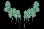 Mint Green Flower Appliqué Pair With Beads