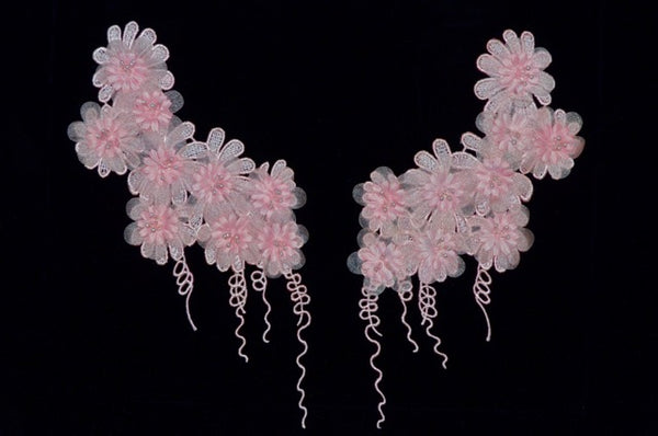 Pink Flower Appliqué Pair With Beads