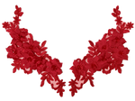 Red Flower Appliqué Pair With Beads