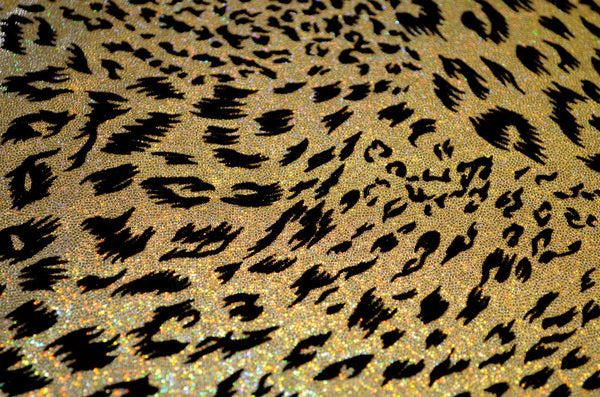 Gold Animal Print Hologram With Flocked Spots