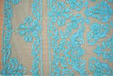 Aqua Beaded And Sequin Corded Bridal Lace