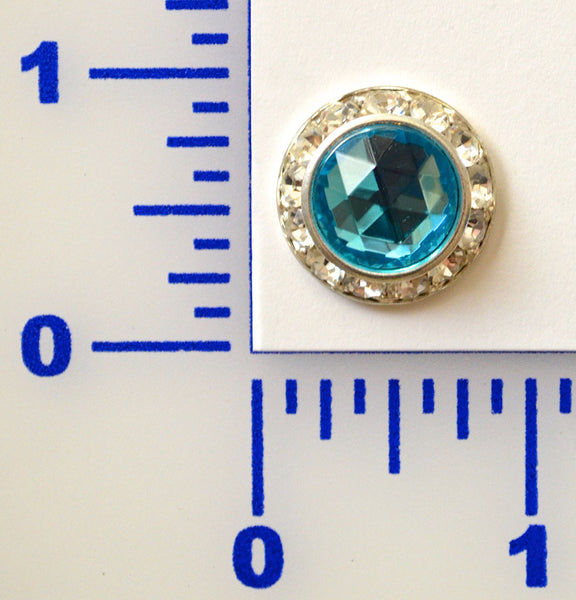 Rhinestone Flat Back Silver Button  -16 Colors Available - Individual or 12 Pack