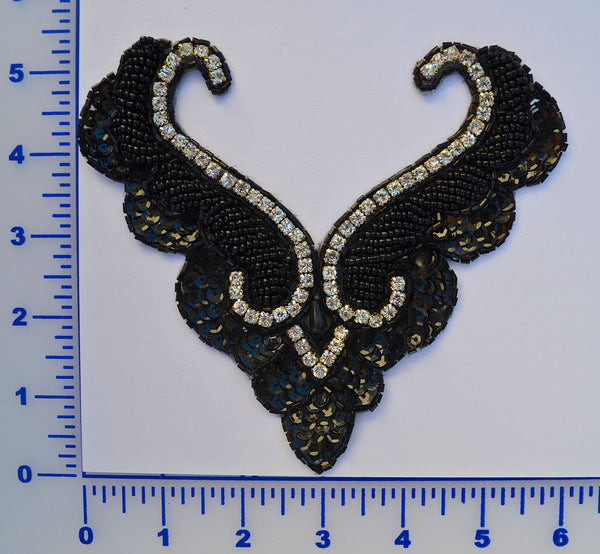 Beaded Black Appliqué With Crystal Rhinestones – Make Your Own
