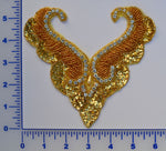 Beaded Gold Appliqué With Crystal Rhinestones