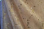 Beige w/ Gold Sequins 2-Way Stretch Lace