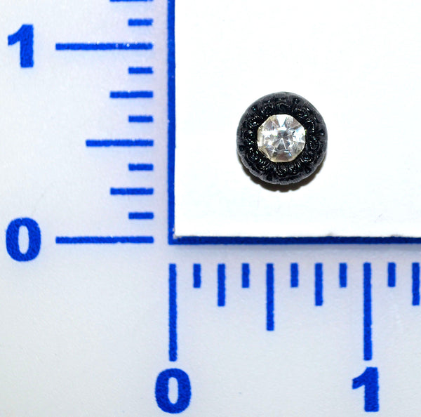Black Button With Rhinestone Center - Pack Of 12