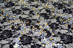 Black Stretch Lace W/Silver & Gold Sequins