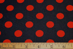Red Polka Dots On Black Matte Nylon Spandex