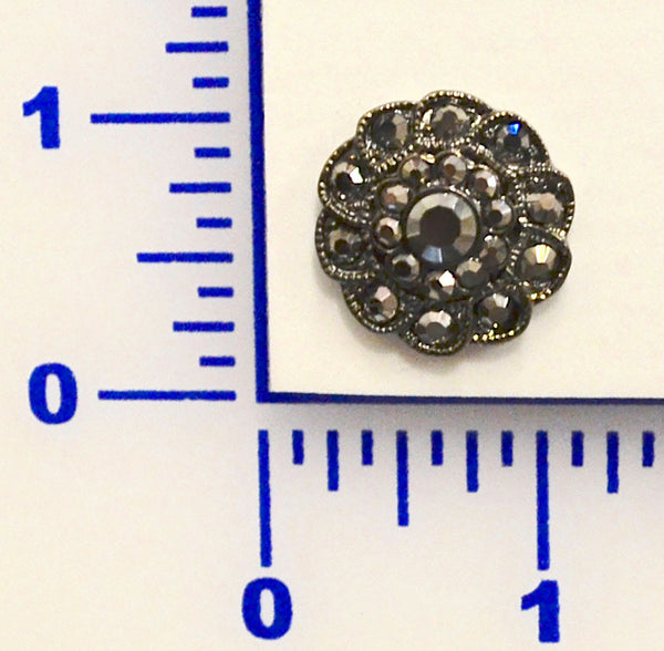 Black Rhinestone Button - Individual or 12 Pack