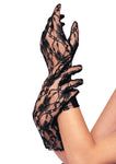 Black Wrist Length Stretch Lace Gloves