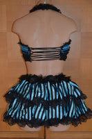 Blue & Black Stripe Satin Bustle Skirt