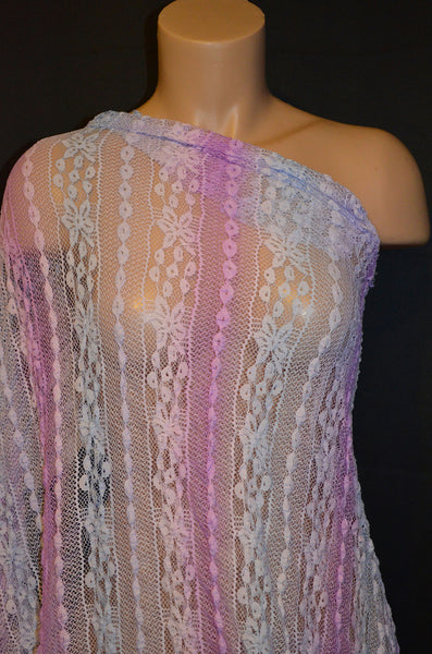 Blue/Orchid Print Stretch Lace