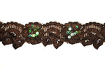 2" Stretch Lace w/Sequins - Brown