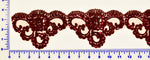 Burgundy Beaded Lace Trim With Sequins & Beads