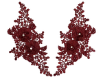 Burgundy Appliqué Pair With Beads And Rhinestones