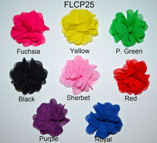 2 1/2" Chiffon Puff Flower - 8 Colors Available - Pack of 12