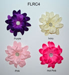 4" Hibiscus Flower With Acrylic Stone - 4 Colors Available - Individual or 6 Packs