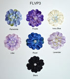 3" Velvet Flower With Pearl Bead Center - 7 Colors Available - Individual or 12 Packs