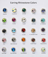 12MM Silver Clip On Earrings With Clear Crystals Around An Austrian Rivoli Crystal - 26 Colors Available