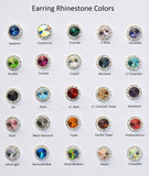 12MM Silver Earrings With Clear Crystals Around An Austrian Rivoli Crystal - Silver Plated Posts - 26 Colors Available