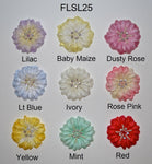 2 1/2" Silk Flower With Beads And Rhinestones - 9 Colors Available - Packs Of 6 or 12