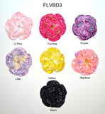 3" Velvet Beaded Flower - 8 Colors Available - Individual or 6 Packs