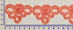 Coral Beaded Lace Trim With Sequins & Beads