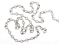 Gun Metal Cuplink Chain w/ Clear Austrian Crystals. Sold By The Foot
