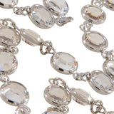 Silver Channel Chain w/ Clear Austrian Crystals. Sold by the Foot.