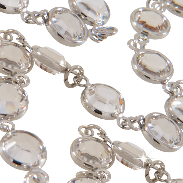 Silver Channel Chain w/ Clear Austrian Crystals. Sold by the Foot.