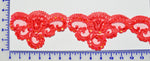 Dark Coral Beaded Lace Trim With Sequins & Beads