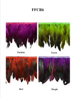 6" Dyed Rooster & Black Iridescent Coque Feather Fringe - Available in 4 Colors
