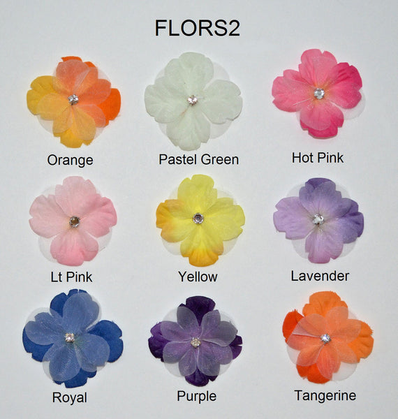 1 5/8" Organza Sweet Pea With Rhinestone - 9 Colors Available - Pack of 12