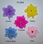 4" Organza Flower With Acrylic Center - 5 Colors Available - Individual or 6 Pack