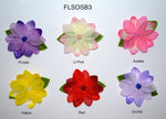 3" Flower With Leaves And Beaded Center - 6 Colors Available - Packs of 12