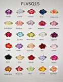 2 1/4" X 1 1/4" Velvet Flower With Sequins - 30 Colors Available - Packs of 6 or 12