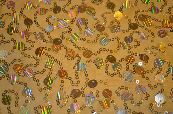 Gold Wiggle Sequin With 3/8" Holographic Spangles