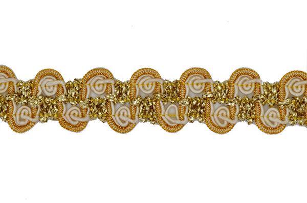 1" Metallic Braid Trim - Gold & Ivory
