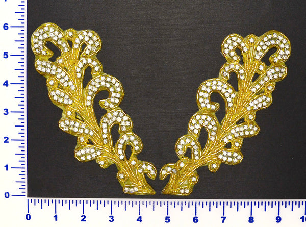 Gold Paired Rhinestone Appliqué With Hot Fix Backing – Make Your