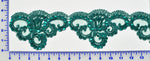 Dark Green Beaded Lace Trim With Sequins & Beads
