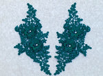 Hunter Green Appliqué Pair With Beads And Rhinestones