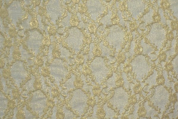 Gold Foiled Ivory Stretch Lace