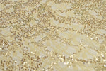 Cream & Gold Sequin Stretch Lace