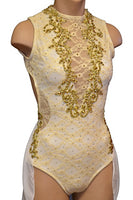 Gold Foiled Ivory Stretch Lace