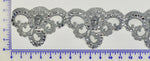 Silver Gray Beaded Lace Trim With Sequins & Beads