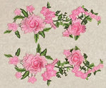 Lt. Pink Embroidered Flower Applique Pair