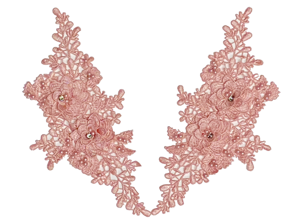 Lt. Pink Appliqué Pair With Beads And Rhinestones