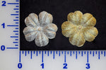 1 5/8" Metallic Petal Flower With 4mm Pearl Bead - 2 Colors - Pack of 12