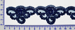 Navy Beaded Lace Trim With Sequins & Beads